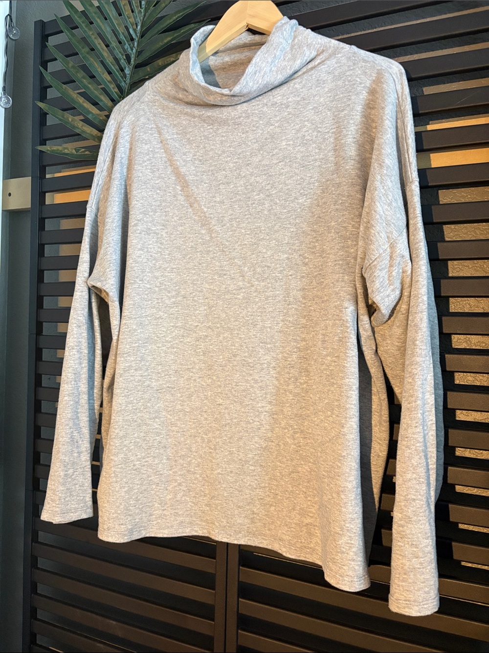 Eileen Fisher Heather Light Gray Cowl Neck Pullover